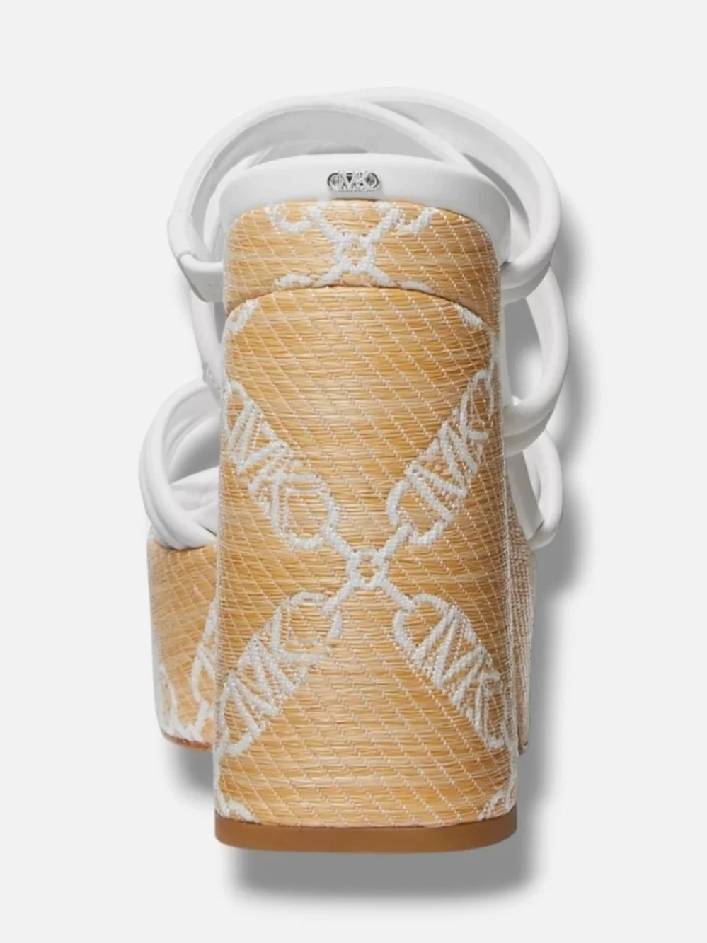 Michael Kors 'Corrine' White & Tan Signature Platform Sandal Heels